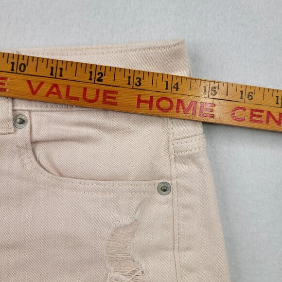 Express Jeans Womens Distressed Frayed Hem Denim Shorts Size 4 Beige - Picture 7 of 8